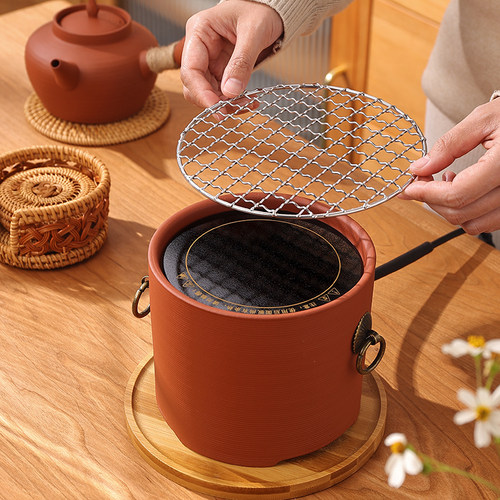 电陶炉烧茶炉家用茶壶砂s铫壶y木炭炉陶土红泥炉围炉煮茶静音防水