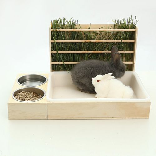 兔子食盆草架防i扒食槽喂食器荷兰猪龙猫兔子饲料碗防翻食盆四合