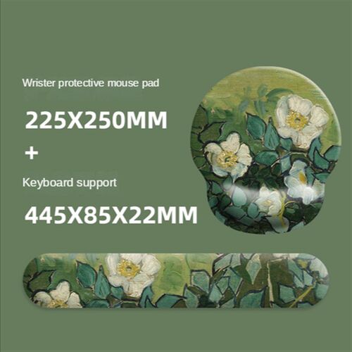 新品Van Goegh Rose Wrist Guard Mouse Pad Silicone 3D Keyboar