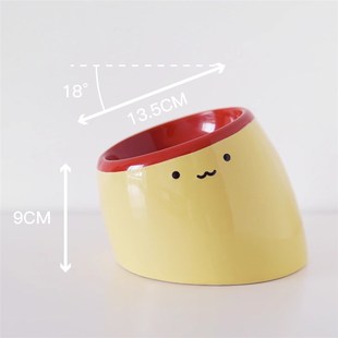 Coni life布丁斜口碗v猫碗陶瓷加高预防黑下巴食盆保护颈椎防打翻