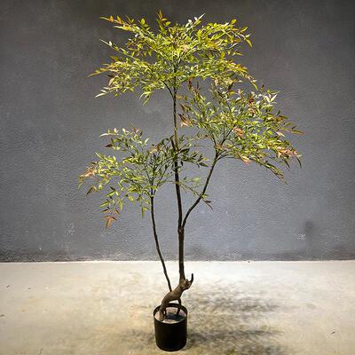 仿真绿植假植物南天竹盆栽室内客厅大F型落地盆景装饰假树北欧摆