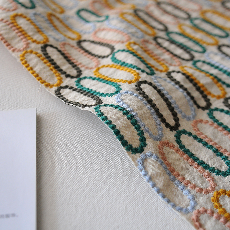 非皆川明重c工刺绣铃鼓沙发抱枕套布E料70棉30麻自己做桌布凳椅套