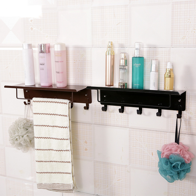 浴室置物架厕所洗手间洗漱台毛巾收纳免打孔壁挂式洗澡墙上卫生间