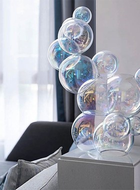 炫彩亚克力装饰圆球镜面反光中庭摆件酒吧客厅几何艺术品雕塑定制