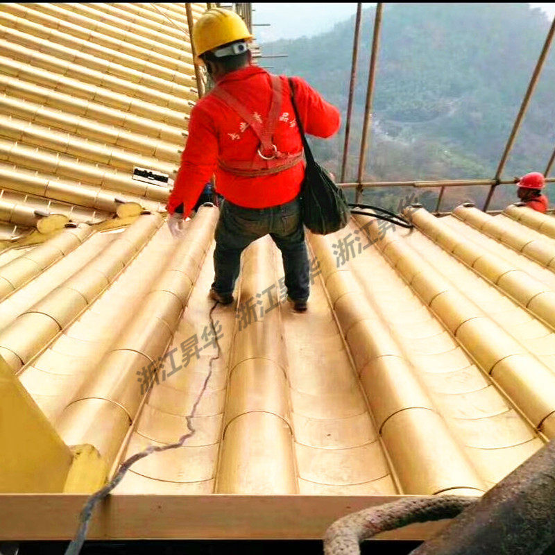 厂家直销连体瓦 暗扣铝筒瓦 762型 765庙宇宫殿金黄色铝镁锰瓦