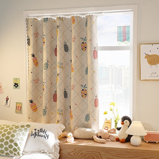 宿舍简易伸缩杆遮阳卧室挂钩式 遮光布短款 窗帘杆一整套免打孔安装