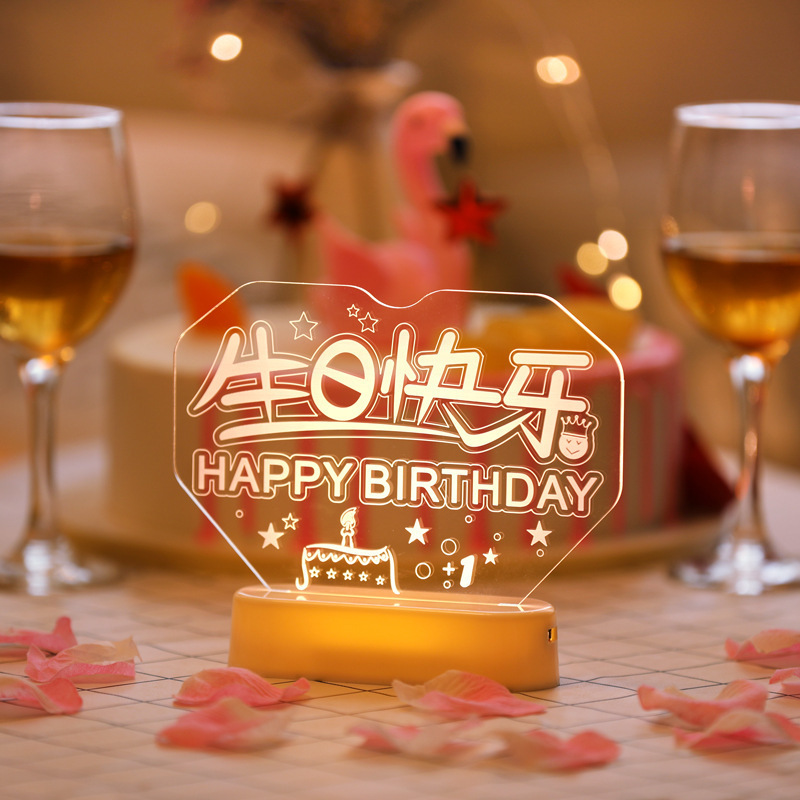 生日快乐字母灯生日装饰灯场景布置浪漫房间灯摆件小夜灯LED彩灯