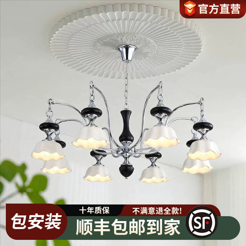 美式现代客厅吊灯南洋中古风法式欧式田园复古手工陶瓷别墅大灯具