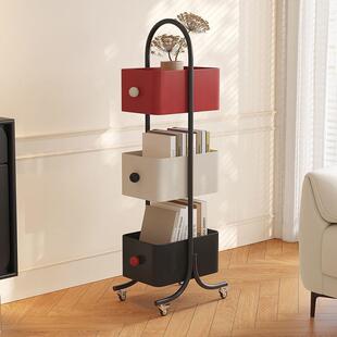 置物架客厅沙发边几可移动卧室侧边极窄铁艺收纳书桌落地式感