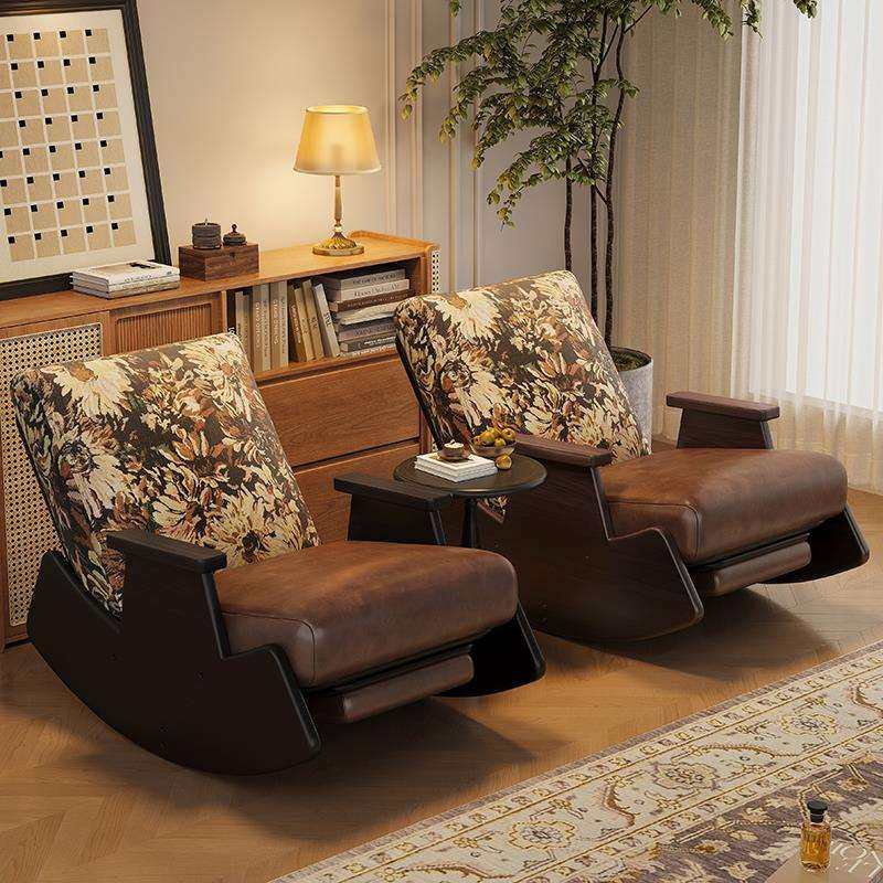 实木摇摇躺椅家用卧室阳台懒人可躺可睡单人复古新款沙发折叠椅子