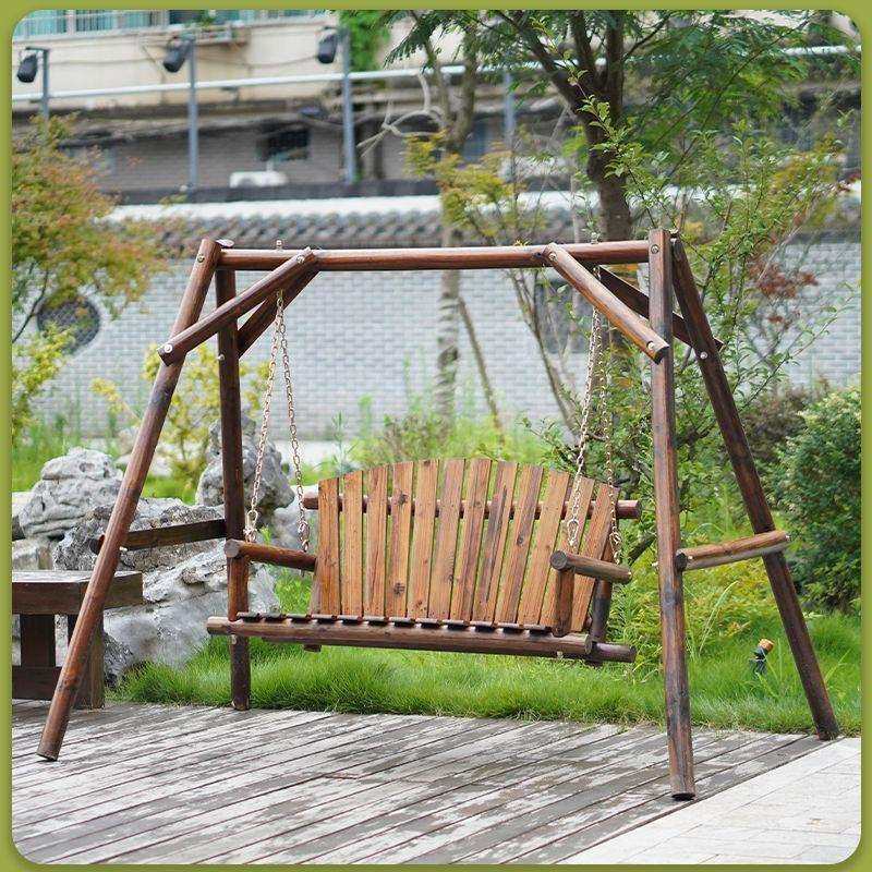 户外庭院荡家用阳台休闲双人吊椅实木桌椅室外坚固耐用秋千