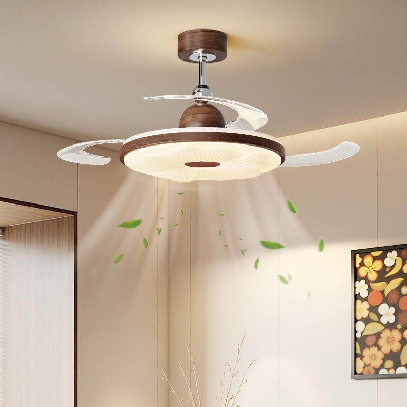 风扇灯中古风餐厅吊扇灯2025新款隐形静音饭厅餐桌卧室房间电扇灯