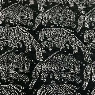 加厚雪尼尔黑色动物图案提花沙发布面料正面黑色雪尼尔