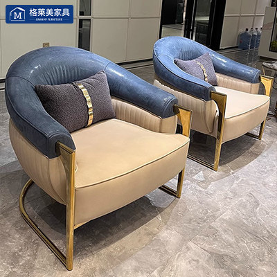 轻奢后现代真皮沙发组合高端客厅宾利意式港式大户型实木别墅家具