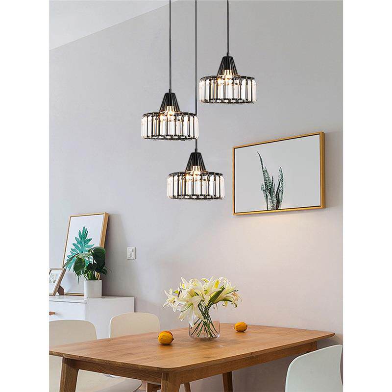 餐厅吊灯卧室床头灯简约轻奢灯笼草帽水晶灯创意日式吧台网红灯具