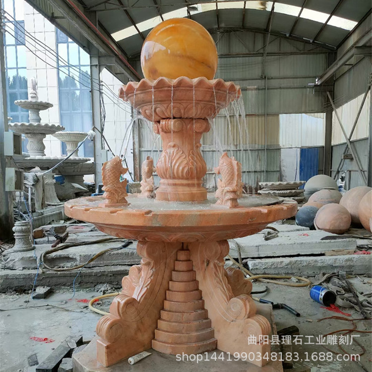 欧式庭院石雕鲤鱼喷泉雕塑