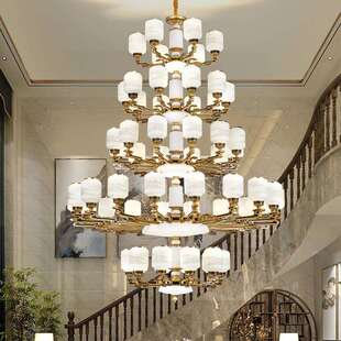 别墅中空吊灯新中式客厅大吊灯楼中楼小复式楼梯长吊灯家居