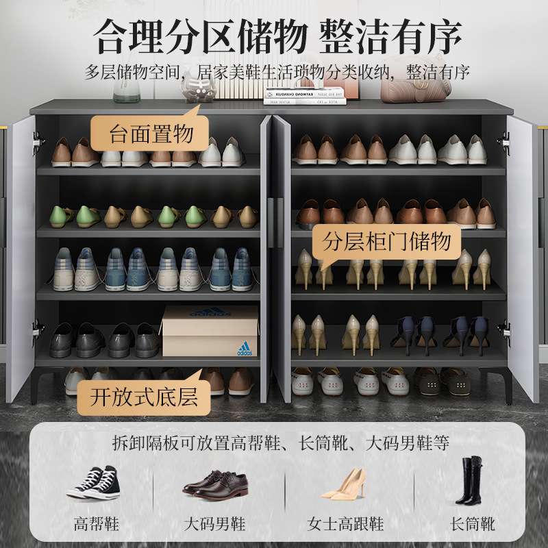 欧式多功能门口置物柜意式轻奢高级感实木鞋柜现代简约阳台储物柜