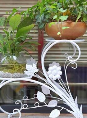 2层阳台置物架花架客厅铁艺欧式创意室内落地养花装饰品摆放神w&