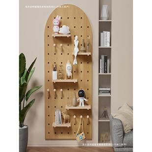 洞洞板实木墙壁北欧层板木质配件玄关入户装饰墙上收纳置物架