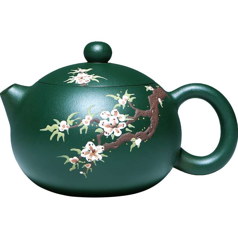 ?T9J5宜兴紫砂壶名家纯全手工原矿绿泥泥绘泡茶壶茶具套装 西施
