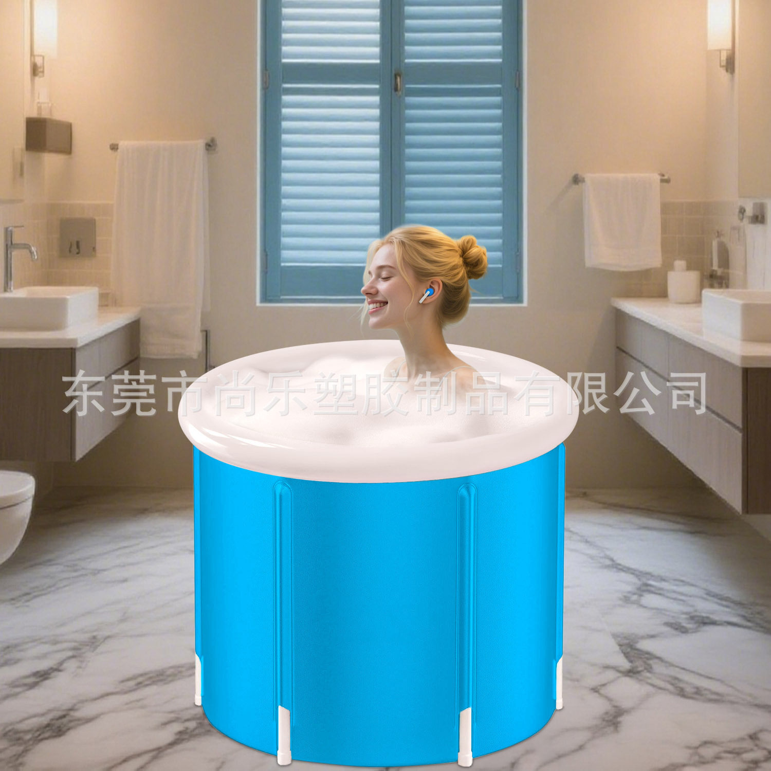 跨境浴桶折叠浴桶pvc尼龙加厚泡澡桶大人简易桶冰桶家用汗蒸
