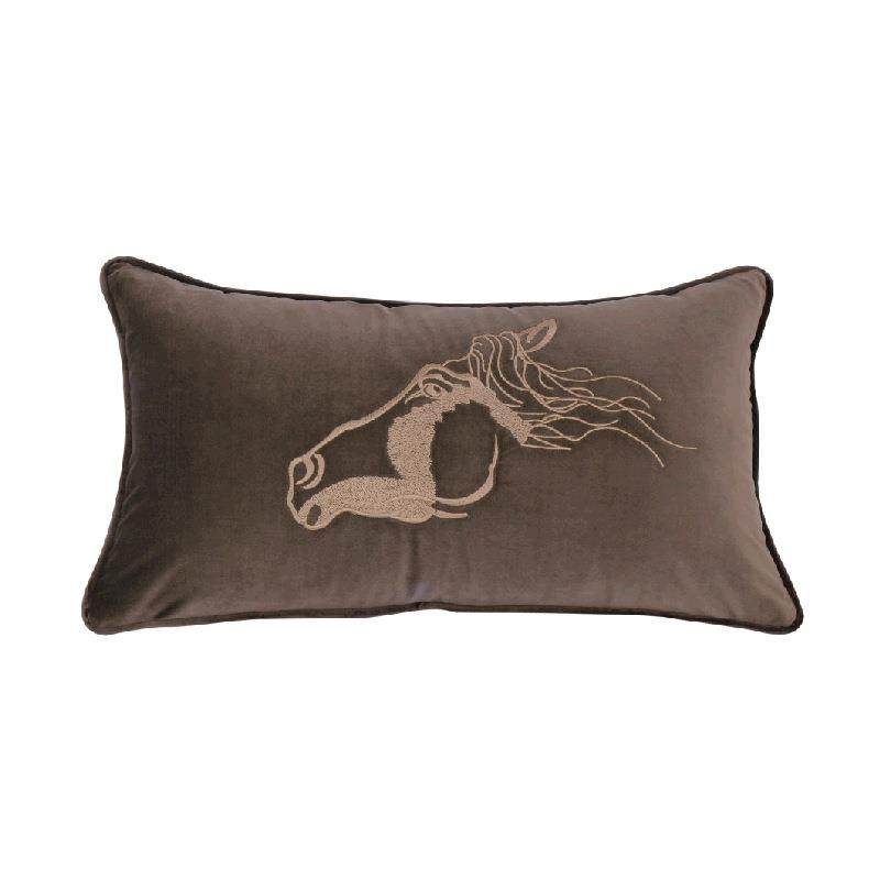 现代新中式刺绣抱枕套动物马腰枕客厅沙发靠垫样板间售楼部软装