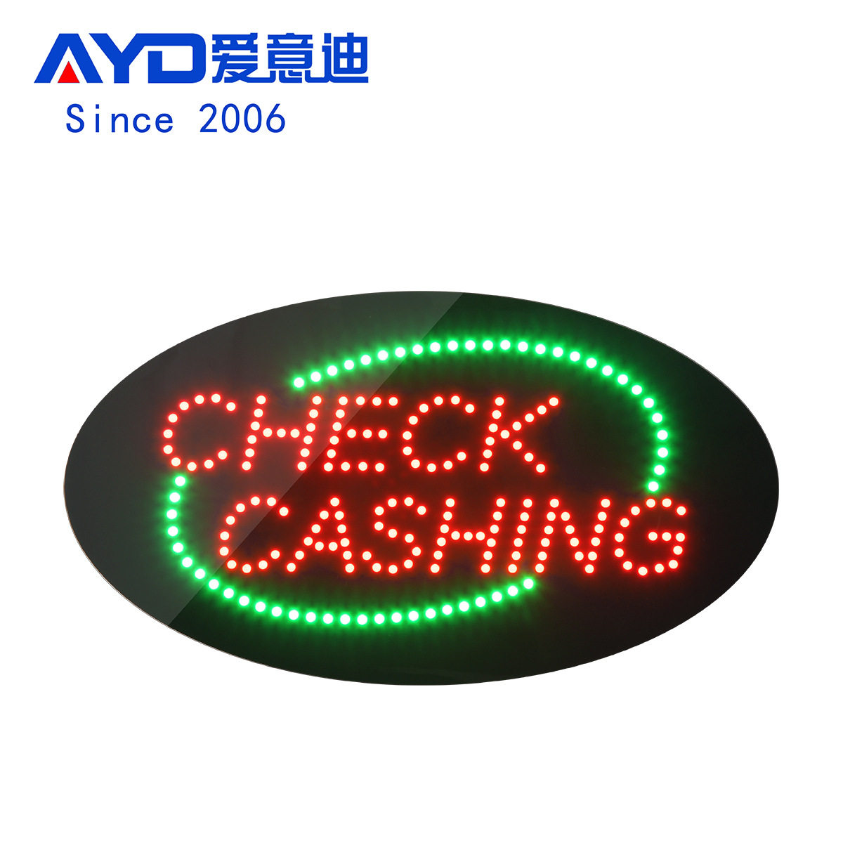 LED广告灯箱广告牌标识LEDCHECKCASHINGSIGN24x48cm来图设计