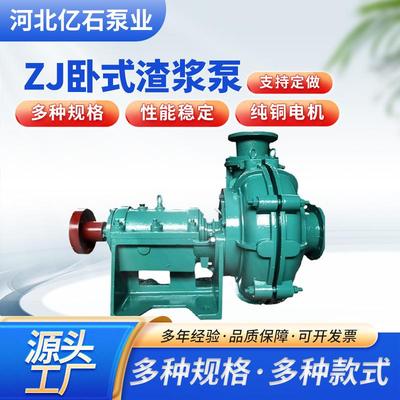 ZWJ渣浆泵卧式AH分数渣浆泵抽沙洗煤泥浆冶金电力尾矿浆泵250/200