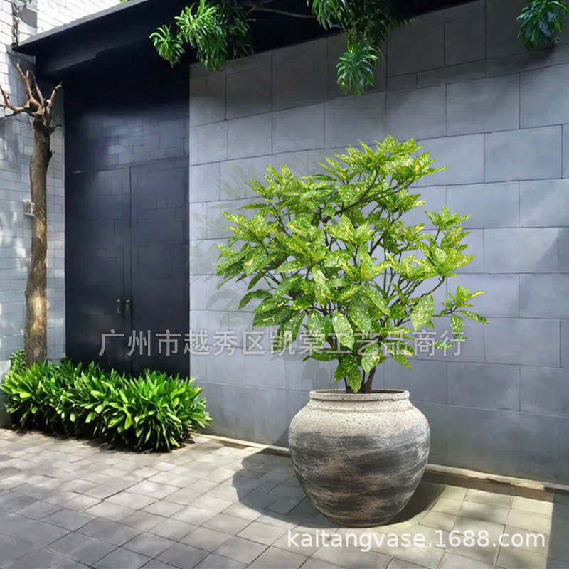 复古水泥种植花盆庭院阳台绿化