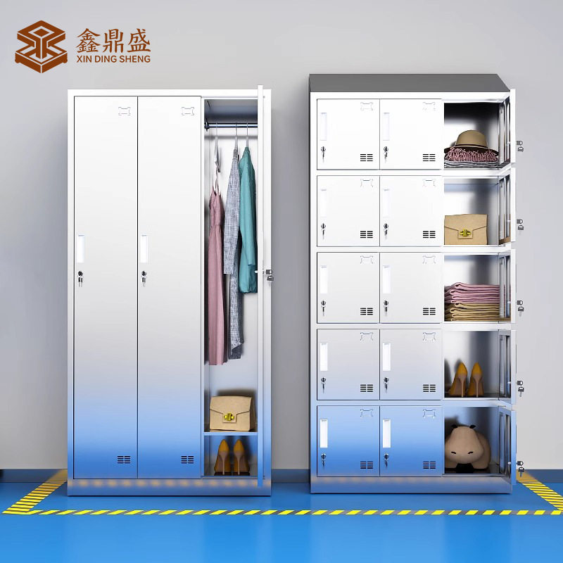 304不锈钢更衣柜多门收纳柜衣柜无尘车间员工带锁储物柜办公场景
