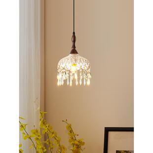 中古风轻奢长线床头吊灯卧室柜灯法式走廊过道入户玄关小个吸顶灯