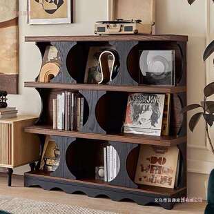 美式书柜复古书架落地收纳展示柜客厅陈列柜哈迪德书柜中古风柜子