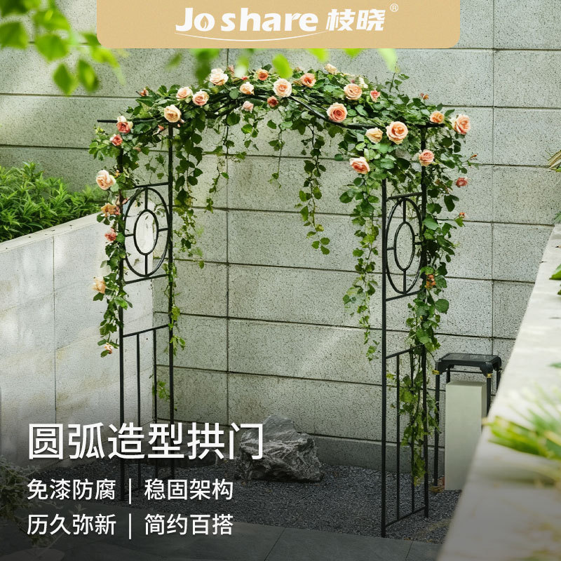 枝晓花园圆弧造型拱门格子架铁艺金属庭院大门拱门爬藤架装饰跨境图片