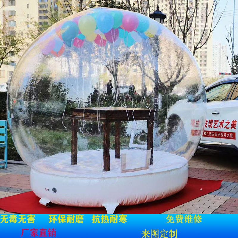 充气雪花球圣诞透明水晶球商场美陈模特展览气模泡屋卡通人偶气模