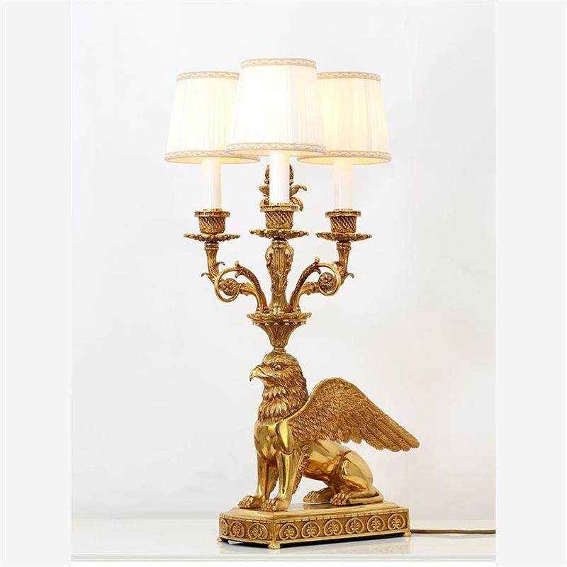 新款法式奢华欧式纯全铜布艺台灯卧室床头灯别墅客厅复古书房高档