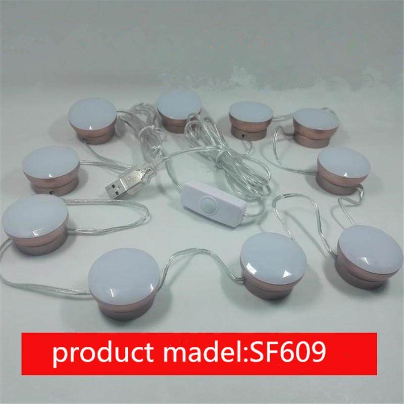 好莱坞镜前灯化妆灯梳妆台灯旋转收线LED镜子灯LED灯串调光镜前灯