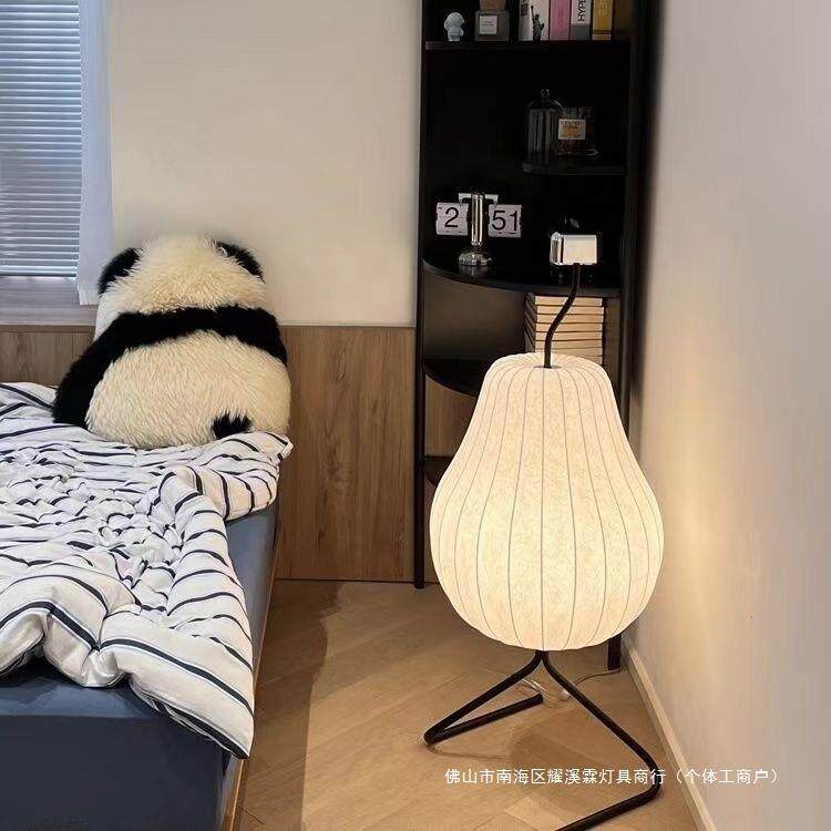 奶油风梨子灯蚕丝落地灯高级感设计师客厅摆件沙发旁边网红氛围灯