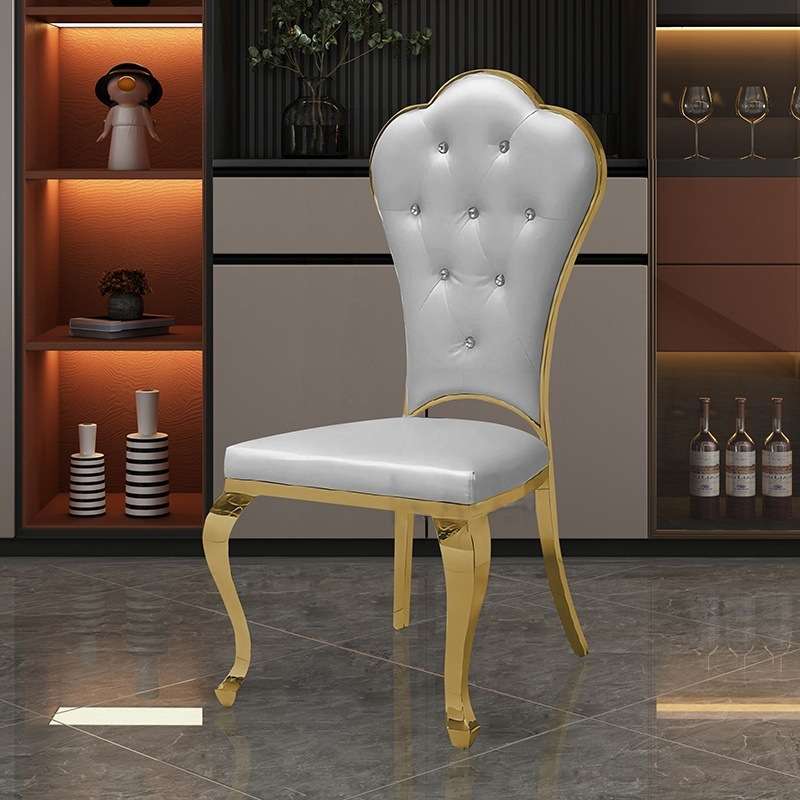 欧式餐椅简约轻奢酒店餐厅宴会厅椅靠背椅子家用不锈钢皮椅商用椅