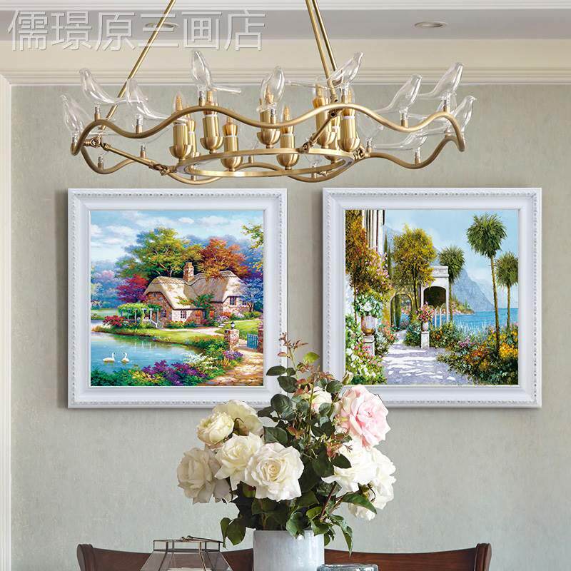 美式客厅画装乡村田画园风景壁画卧室床头画背景墙面挂饰复古油画