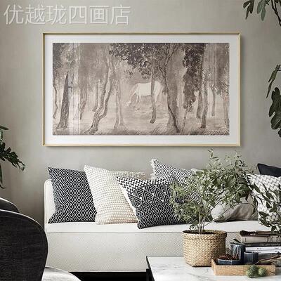 网红军队钱祥影客新中国风装厅修大电气卧室床挂画沙发背景头墙壁