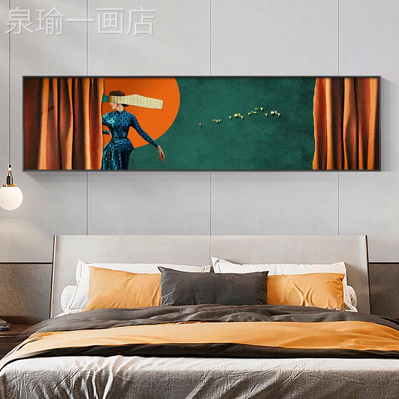 网红现代轻卧装饰画象床头挂画简客约奢厅背室景墙画样板间主卧壁图片