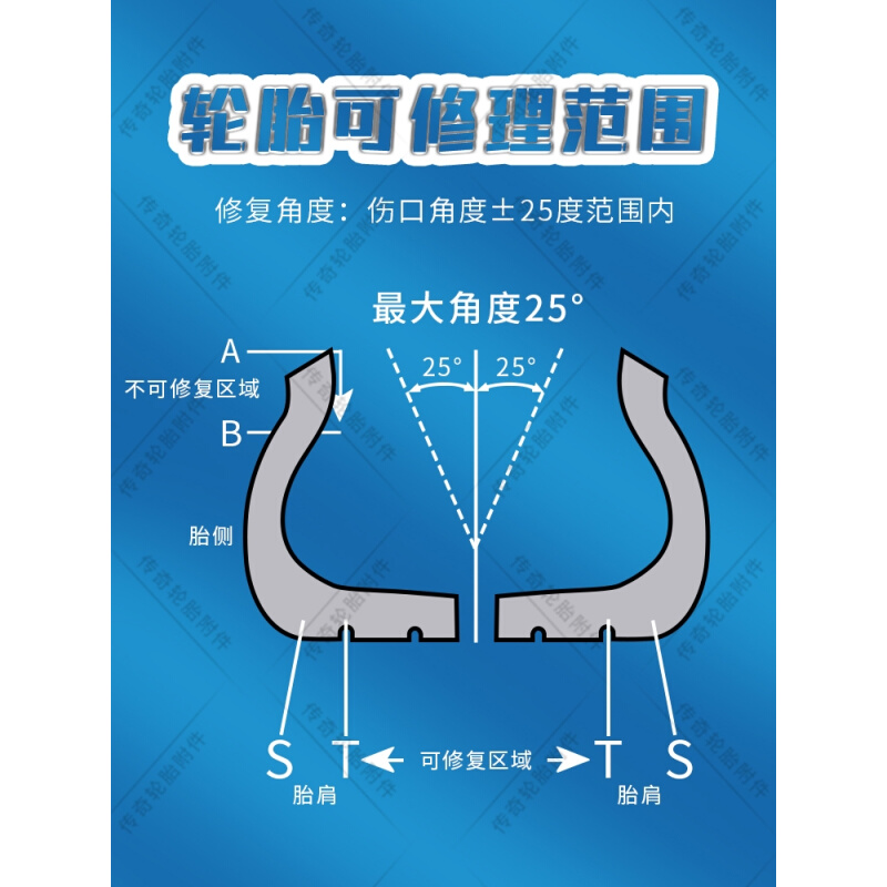 可快驰汽车补胎蘑菇钉胶片胶水冷补修复整体塞钢钉塞图钉塞蘑菇丁