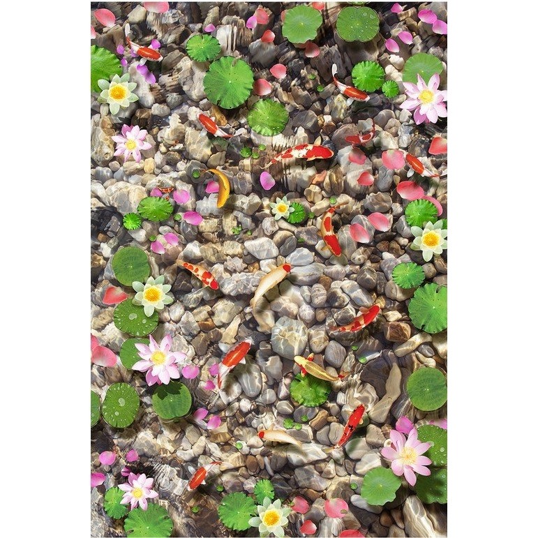 公园景观草地流水鲤鱼3D地板立体地贴PVC 自粘防滑地贴,家装主材,定制壁画,淘宝优惠券,粉丝福利购,淘宝优惠卷