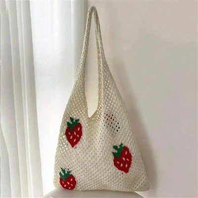 Women Large Capacity Shoulder Bag Stylish StrawberryY Cherry
