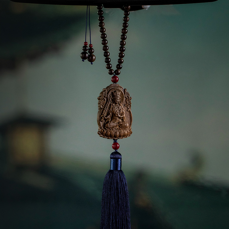 沉香木汽车挂饰十二生肖车内後照镜男士女款出入平Y安车载挂件