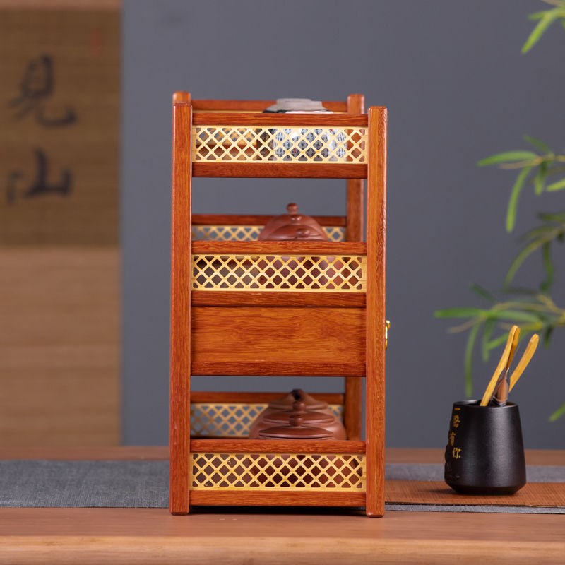 桌面茶壶架办公室小博古架茶杯架子茶具置物N架茶室茶桌收纳架中