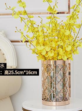 现代轻奢金属g家居花瓶摆件美式玻璃风格客厅餐桌玄关装饰工艺品