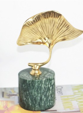 新中式黄铜银杏叶书架摆件w装饰摆设品样板房家居酒柜软装装饰