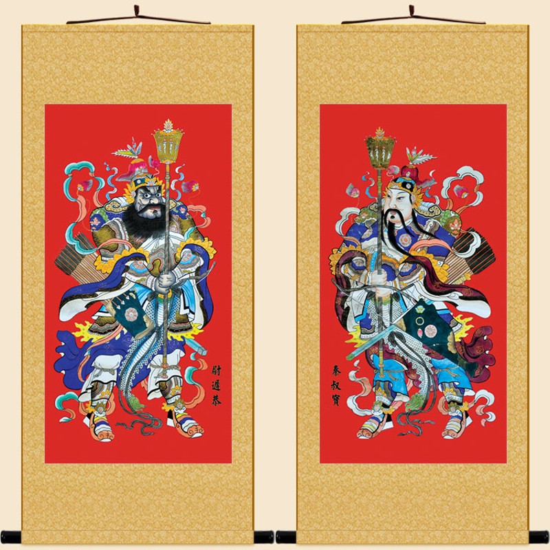 门神画像挂画 尉迟恭秦琼神v像画卷轴画 道场水陆画装饰画定制订